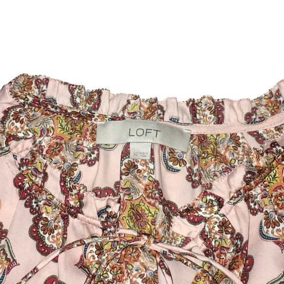 LOFT Pink Peplum Sleeveless Floral Paisley Top - Women’s XS - Picture 8 of 11